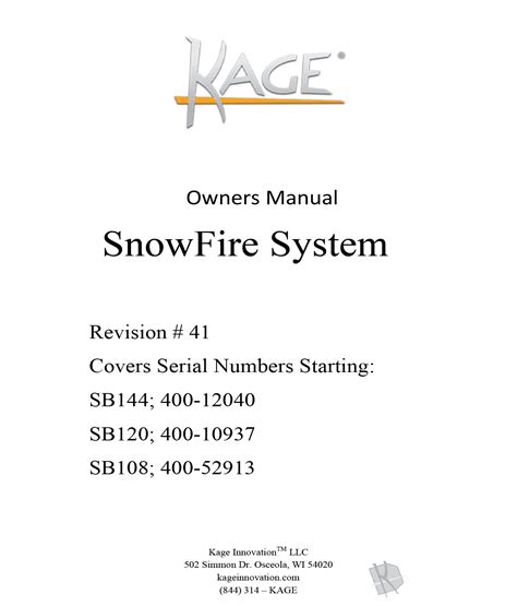 snowfire plow system manual